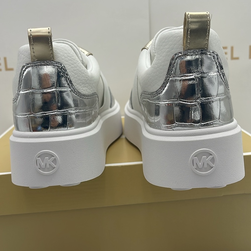 MICHAEL KORS Romey Mixed Media Slip-On Faux Tambled Platform Sneaker
Silver
New - Picture 13 of 16